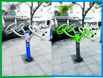 Azul y verde
