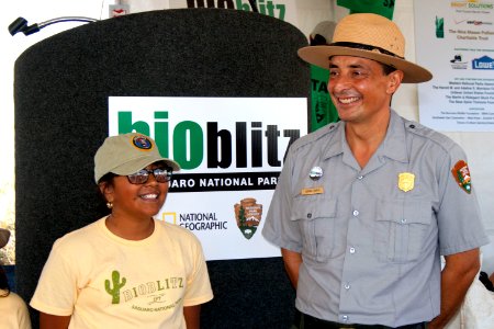 Youth abassador Valyssa with a park ranger. Photo by NPS/Todd M. Edgar.109 photo