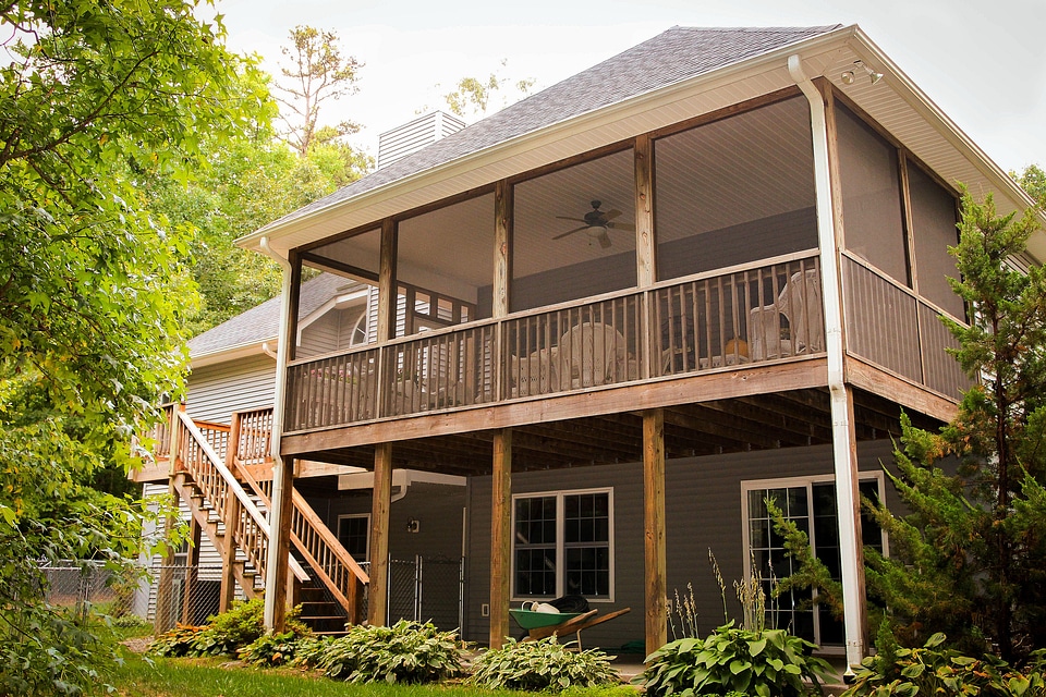 Rear patio deck backyard