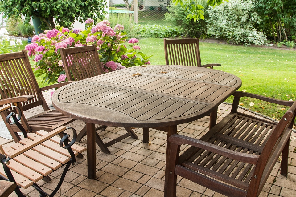 Table garden chairs idyllic