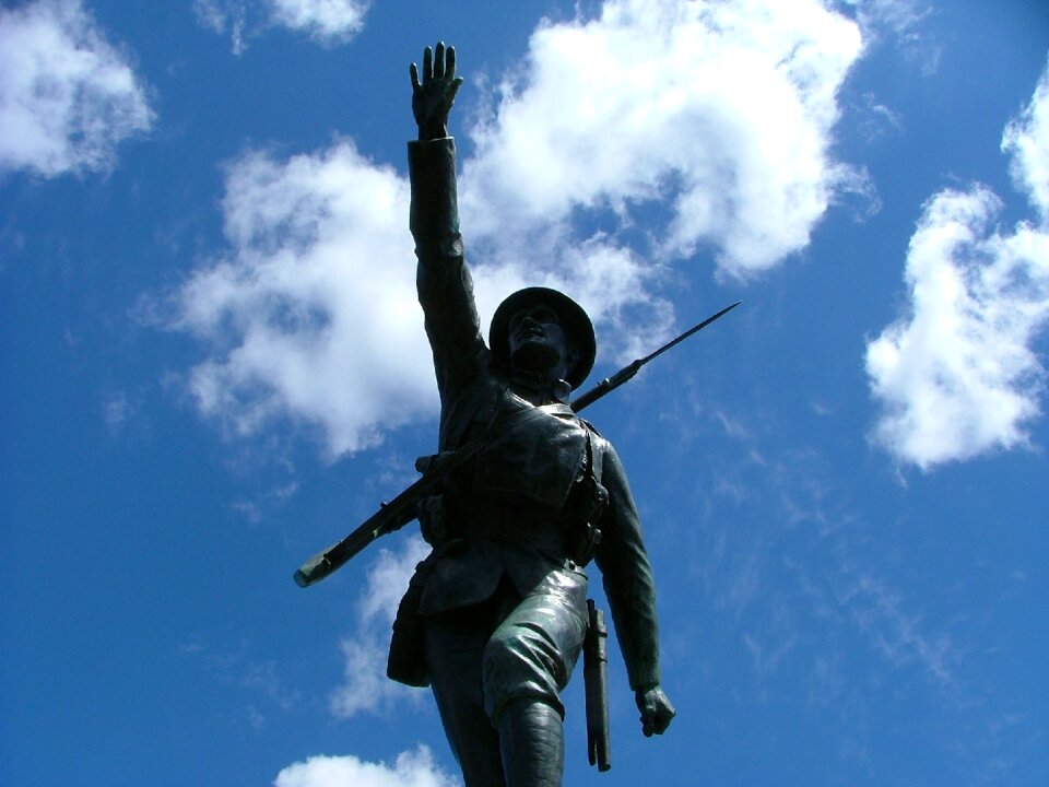 Sky tin hat statue