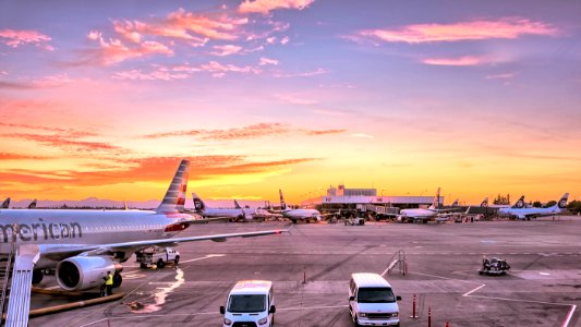 Sun Setting at Seattle Airport photo