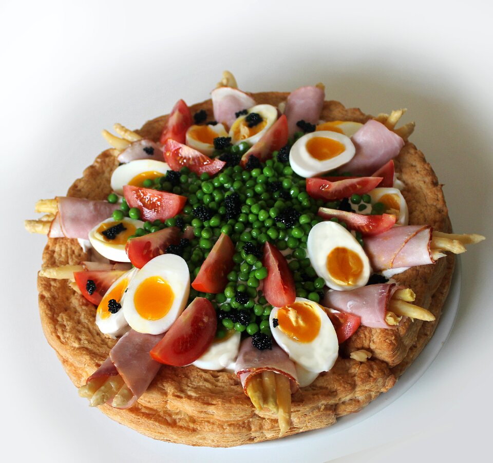 Eggs ham asparagus