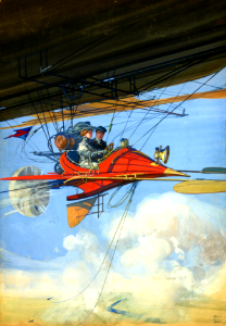 Futuristic air travel. Cover of "The All-Story" magazine (c1905-1910) photo