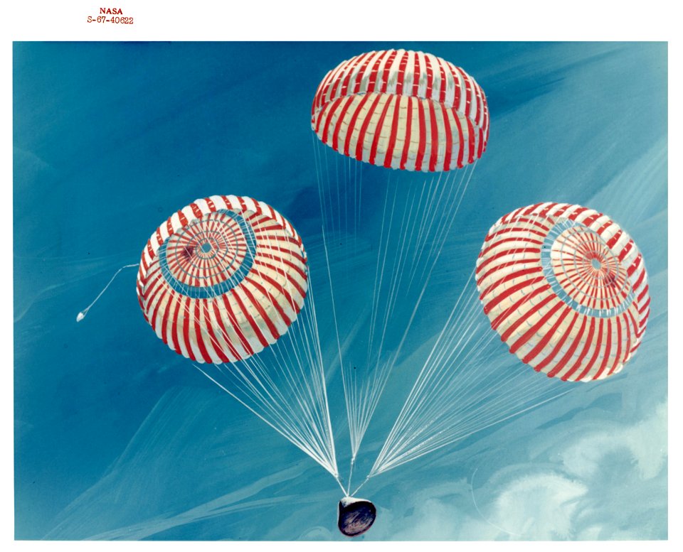 Apollo classic concept art: Parachute deployment