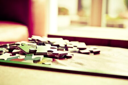 Puzzle piece pastime memory cards covered with