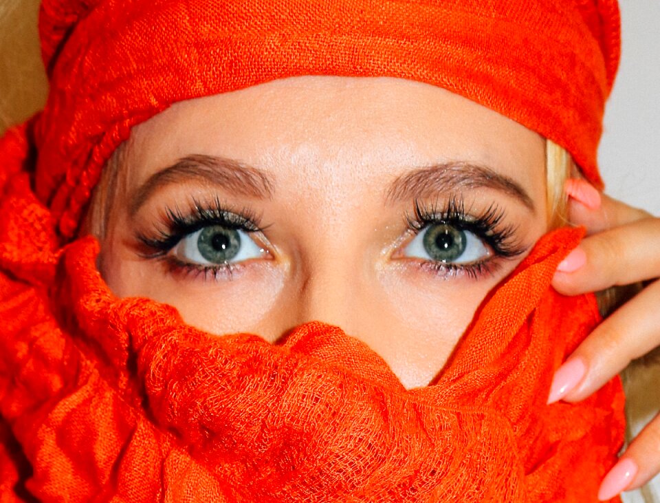 Close-up eyes long lashes
