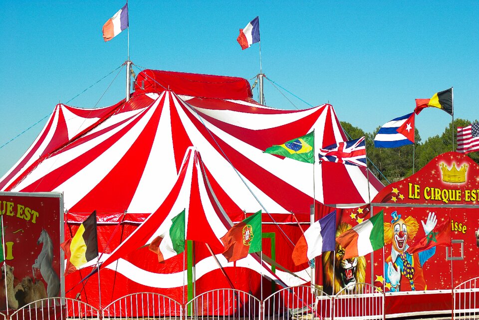 Marquee circus tent clown