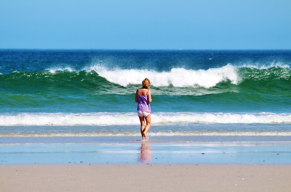 Beach walk on the beach woman