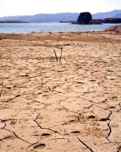 View of Lake Mead during extreme drought conditions.