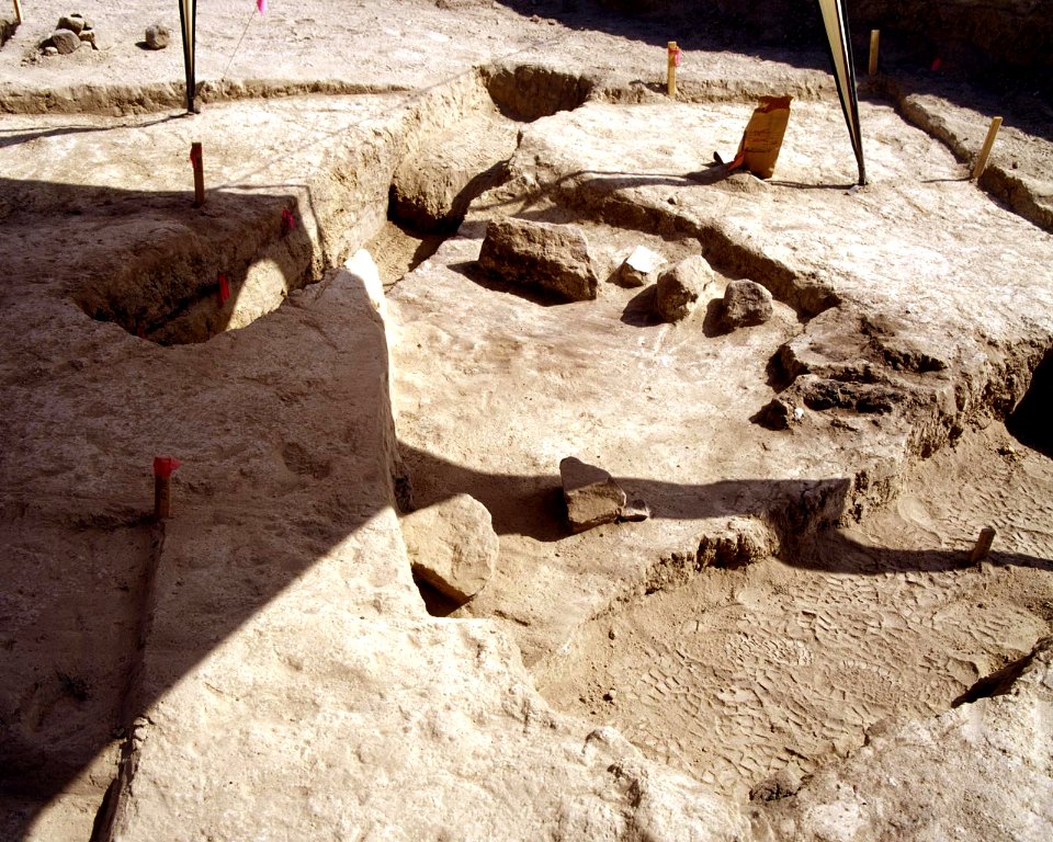 Views of an archeological dig near Lake Las Vegas. The dig is a pit house dating between 400 and 600 AD. It appears to be an Anasazi habitation structure.