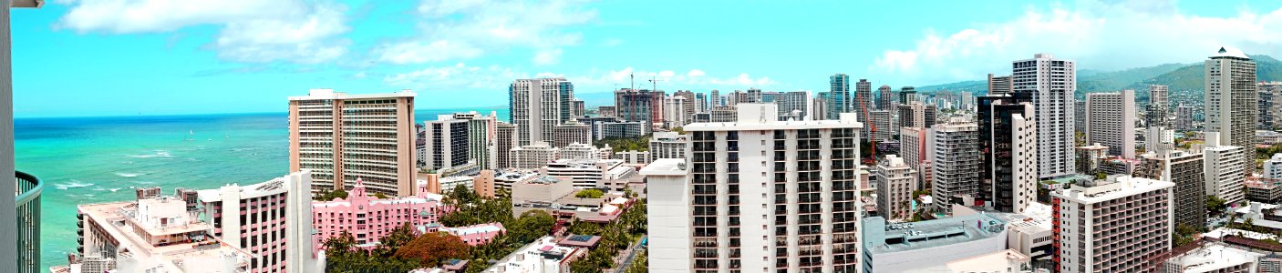 Waikiki Panorama taken from 28th.floor balcony of Sheraton Hotel,Honolulu. photo