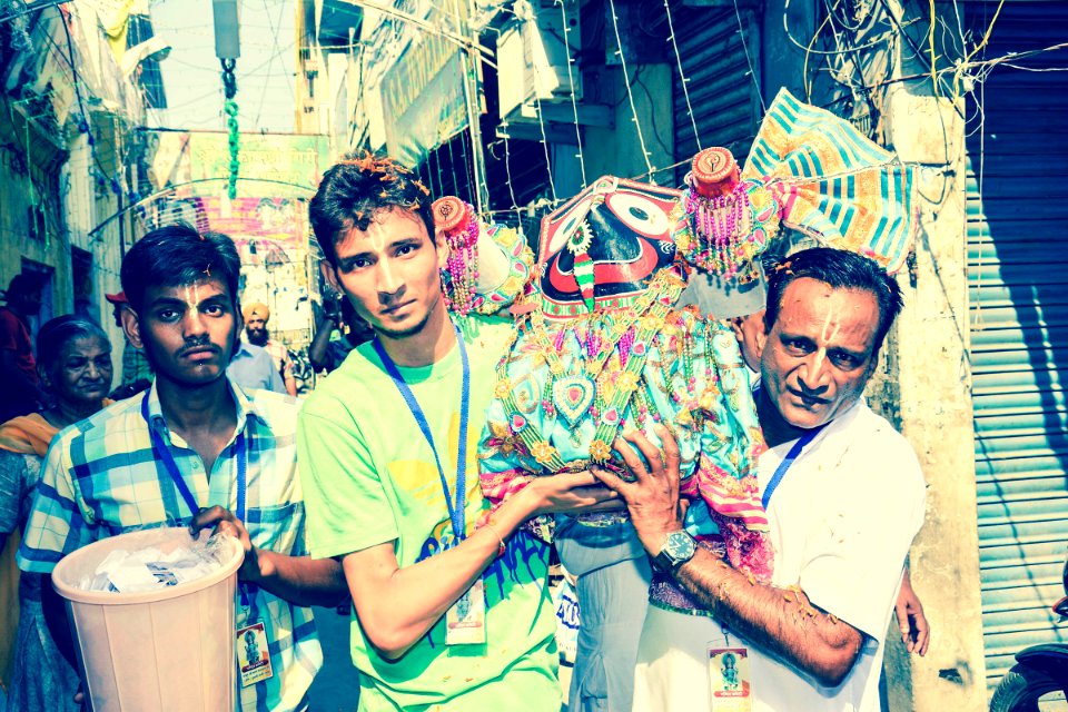 Hari Kishore Joshi holding Lord  Jagannath Ji