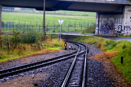 Train crossroad narrow railway old train