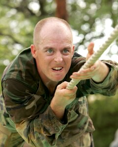 Military male crawling