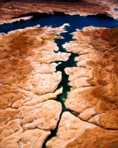 Aerial view of 2004 conditions of Lake Powell, located in southern Utah on the Colorado River