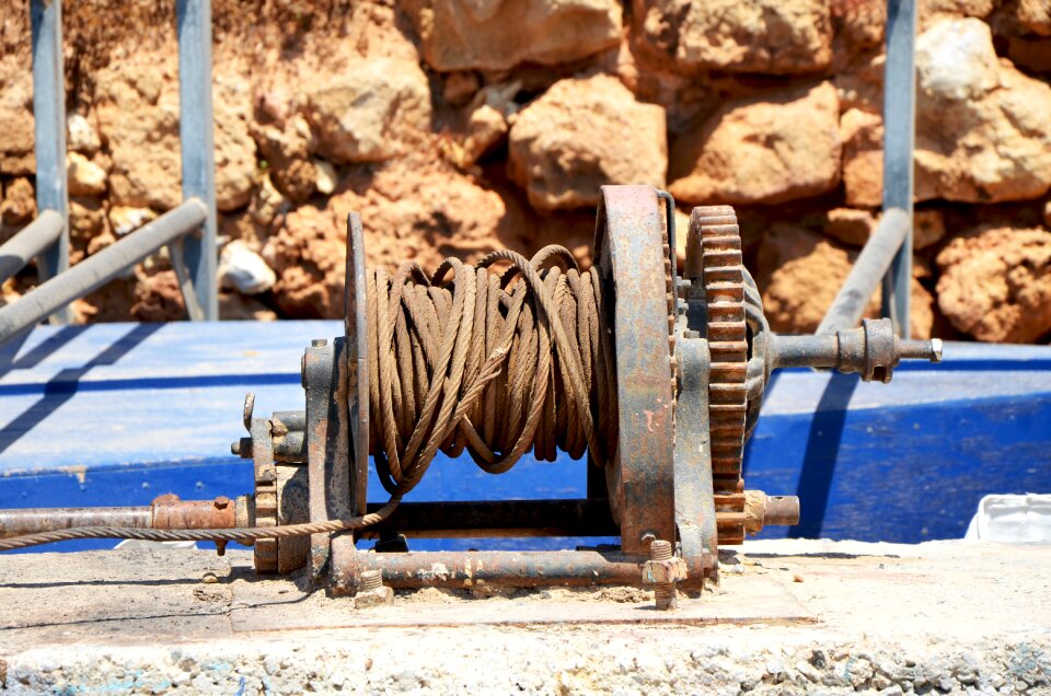 Rust beach windlass