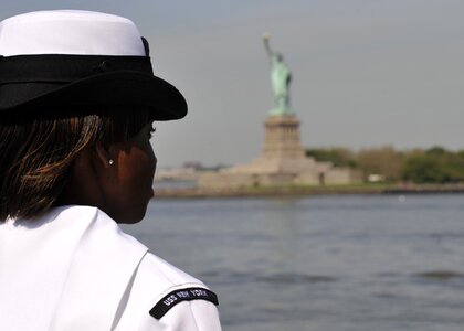 Observing statue of liberty landmark