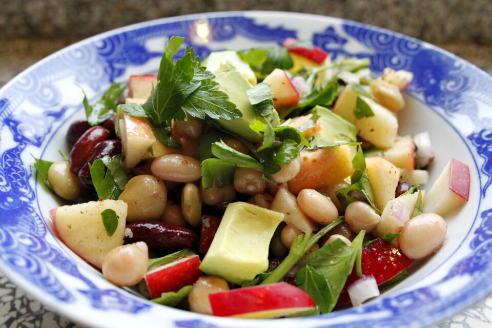 Healthy bean salad avocado salad