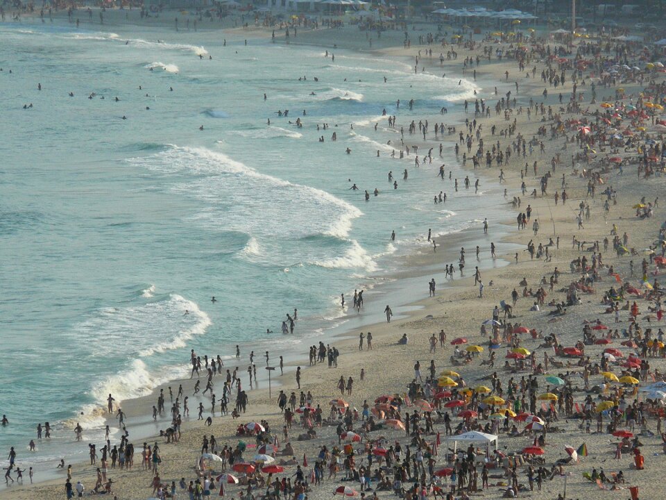 Beach tourists people