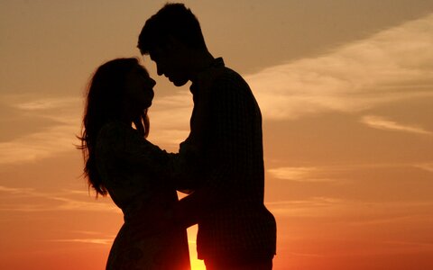 Sunset romance in the evening