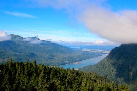 View of Gastineau Channel from Mt. Roberts with Juneau, Alaska in Distance