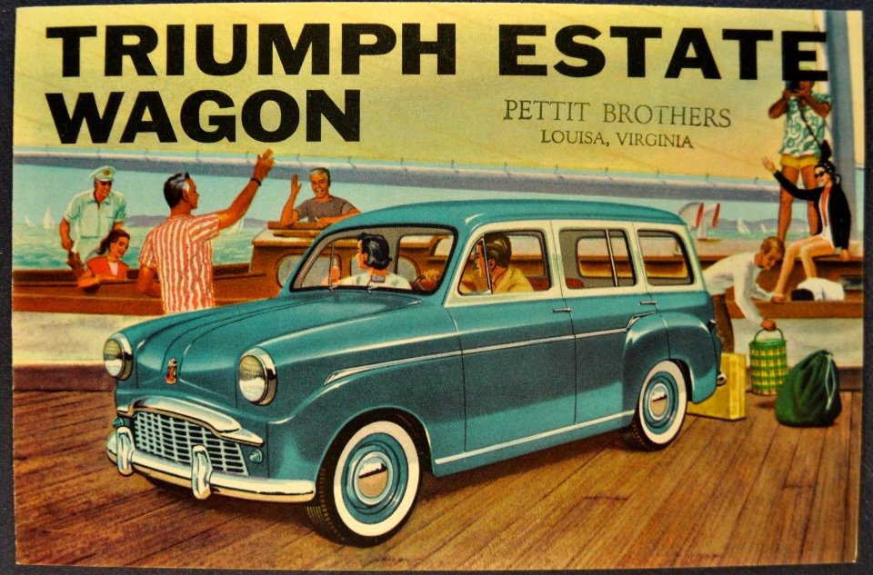 Triumph Estate brochure showing a dealer stamp for Petit Brothers of Louisa Virginia photo