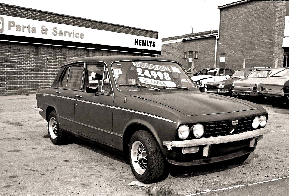 Henlys Triumph Dolomite on forecourt photo