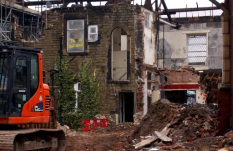 Demolition of the Leigh Arms and Station Hotel, Chorley Lancashire. photo
