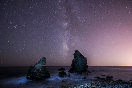 Beach night rocks photo