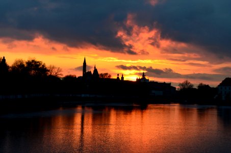 Odra River view from most Spokoju, Wrocław, Poland photo