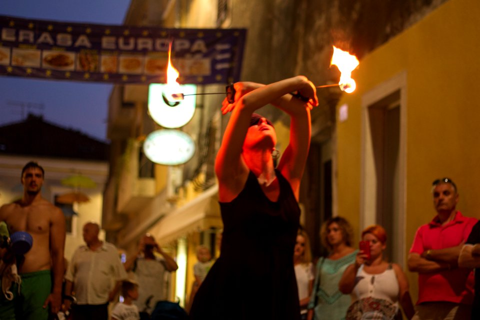 Ágnes Györe blindfolded fire performance @ Gallery Rigo (exhibition opening)