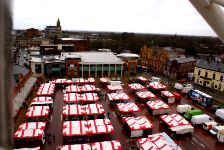 22nd December 2015 Flat Iron Market, seen from the Christmas Ferris Wheel, Chorley U.K. photo