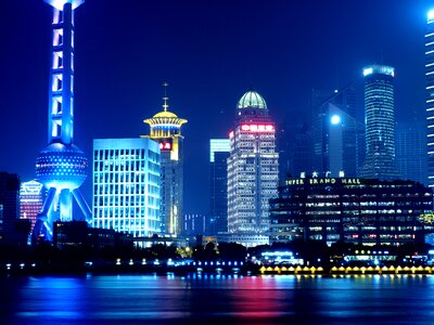 Night view people's republic of china river photo