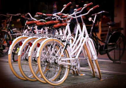 City bikes white stacked