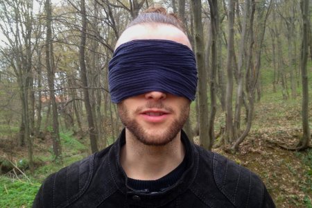 Danijel Šivinjski blindfolded at Fruška Gora mountain photo