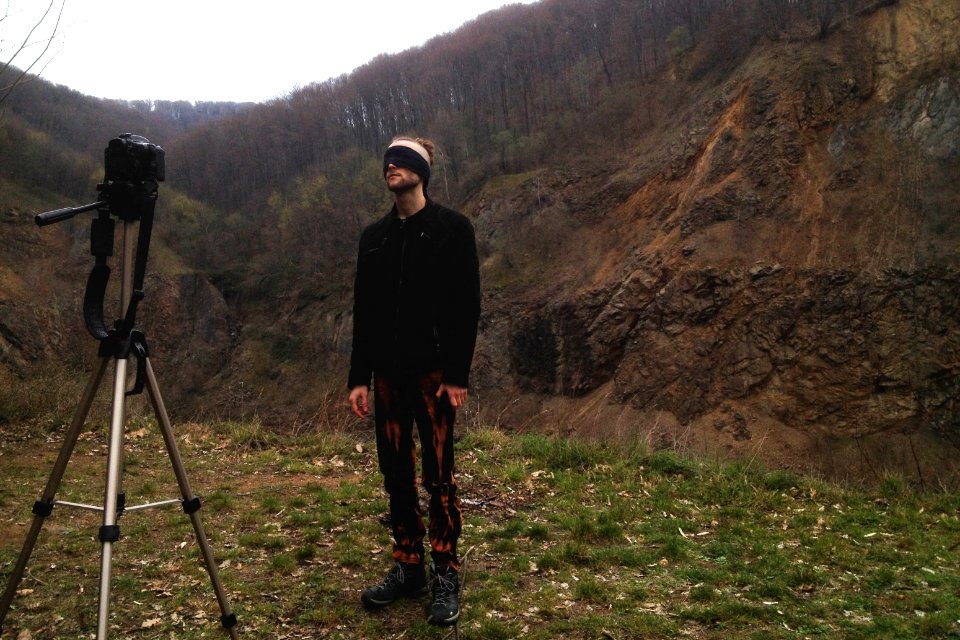 Danijel Šivinjski blindfolded at Fruška Gora mountain photo