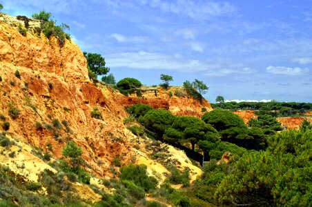 Red rocky coast sky