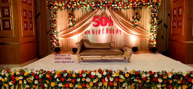 50th Wedding Anniversary Golden Theme Decoration 09891478880 photo