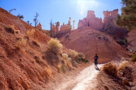 Hiker along the Peekaboo Loop