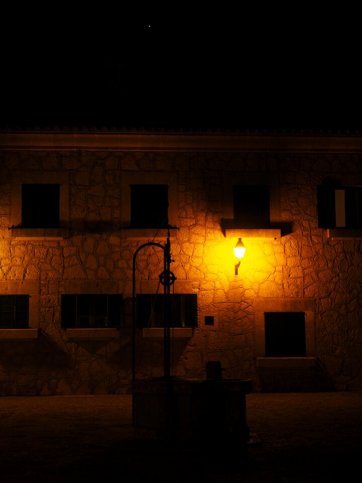 Night photograph architecture lamps