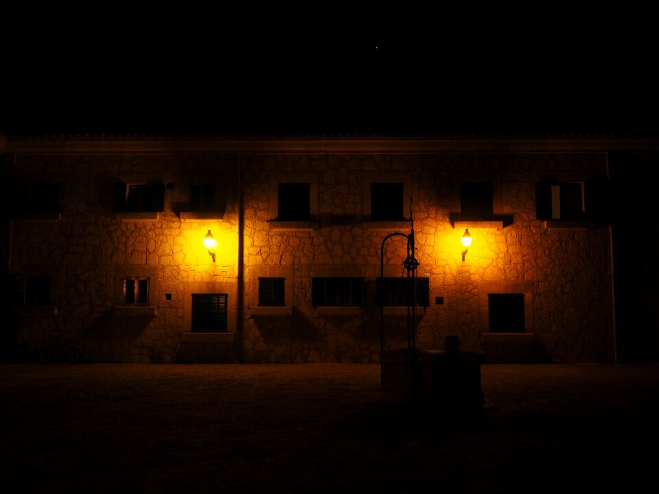 Night photograph architecture lamps