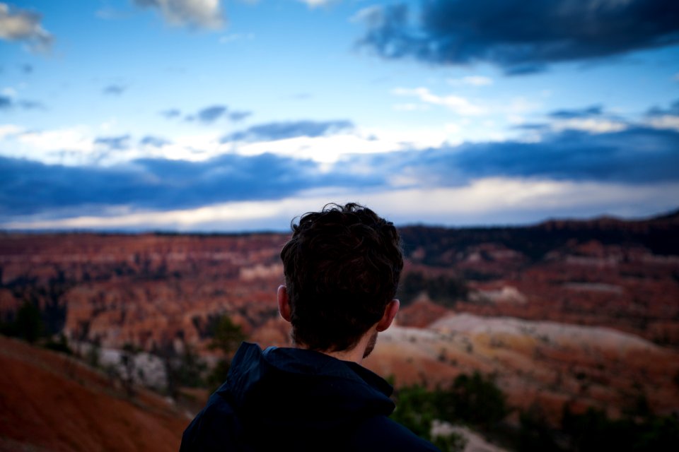Visitor gazes at Amphitheater