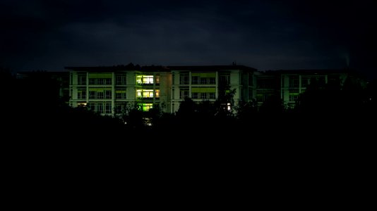 Hospital at night photo