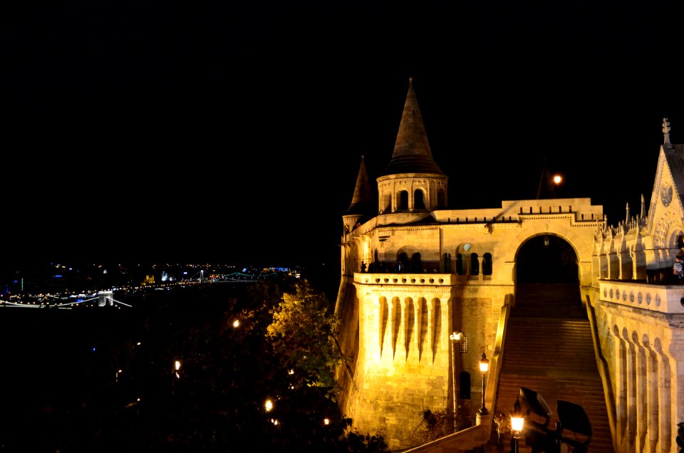 Budapest night view from Baszta Rybacka, Hungary