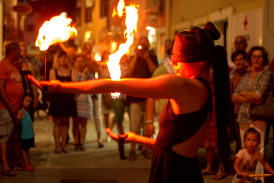 Ágnes Györe blindfolded fire performance @ Gallery Rigo (exhibition opening) photo