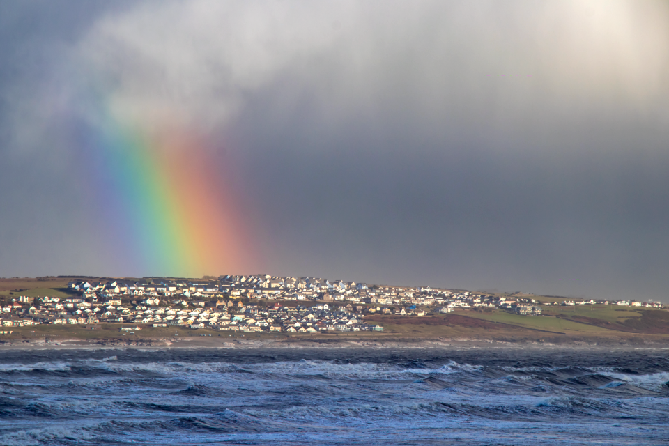 A rainbow between the showers: Porthcawl, south Wales