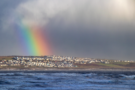A rainbow between the showers: Porthcawl, south Wales