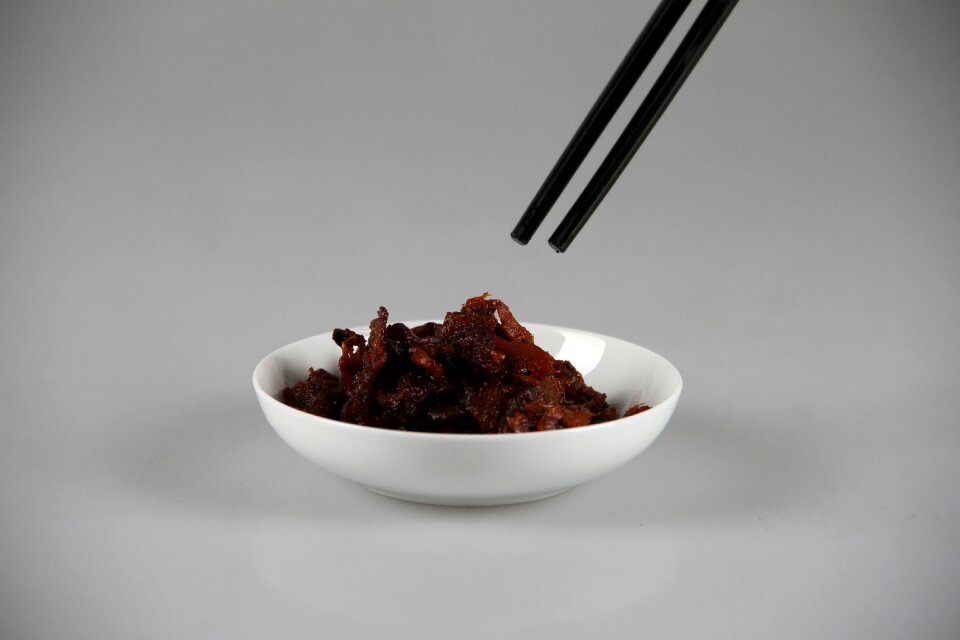 Gourmet shredded mushrooms plate loaded
