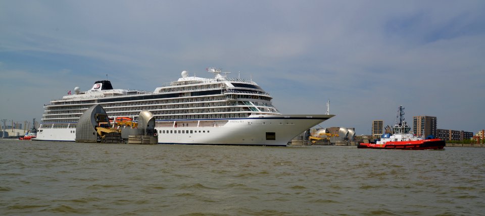 The Magnificent Luxury Cruise Ship Viking Sea, Thames Barrier, Woolwich Reach, London